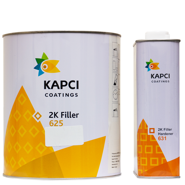 Kapci 2K Kit d'apprêt en spray pour remplissage de voiture gris à construction élevée, 3,75 litres