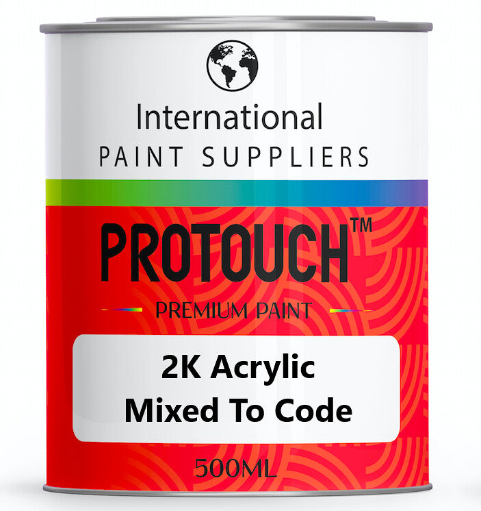 A can of Audi Pearl White Code L87 2K Direct Gloss Paint with the label PROTOUCH 2K Acrylic Mixed To Code, 500ml size.