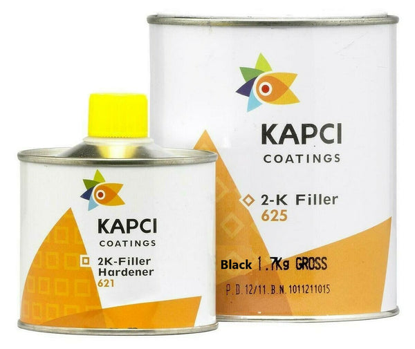 Kapci 2K High Build Kit de remplissage de voiture noir en spray 1,25 litre