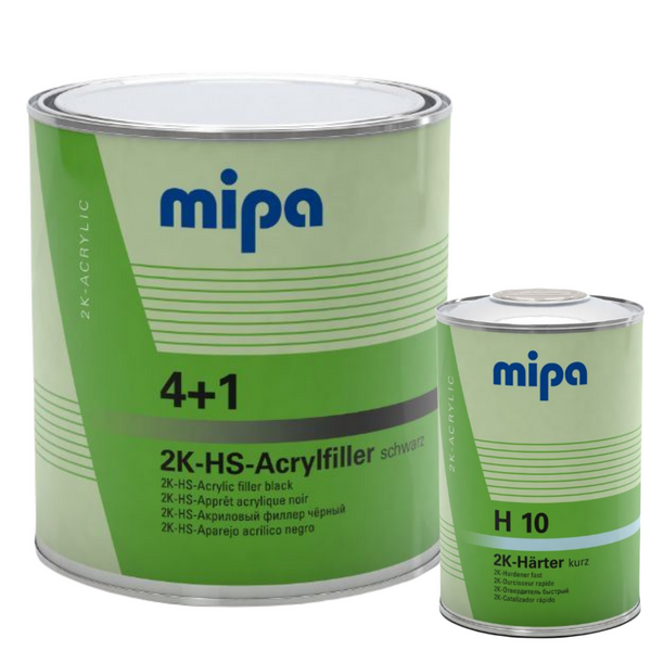 Mipa 4+1 2K HS Acrylfiller Black + H10 Fast Hardener 4 Litre Kit