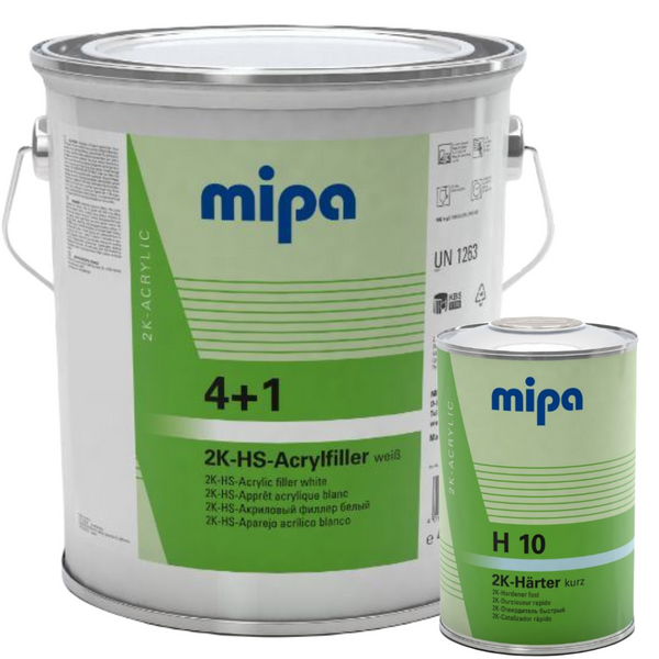 Mipa 4+1 2K HS Acrylfiller White + H10 Fast Hardener 5 Litre Kit