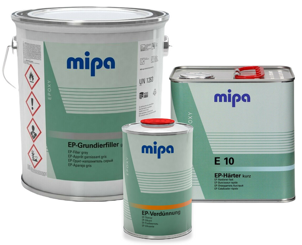 Mipa EP Grundierfiller Epoxy Primer Grey + E10 Hardener + EP Thinner 8.5 Litre Kit