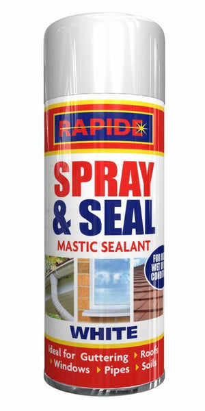 Rapide Spray and Seal Mastic Sealant White 300ML For Gutter Roof Window Pipes
